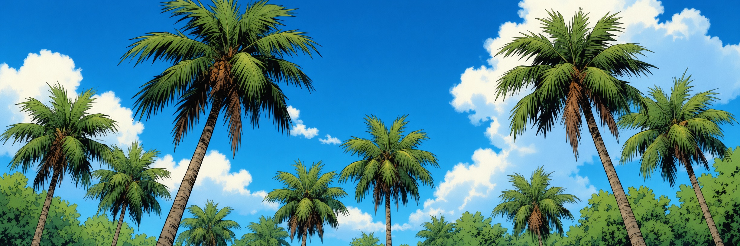 Palm trees banner